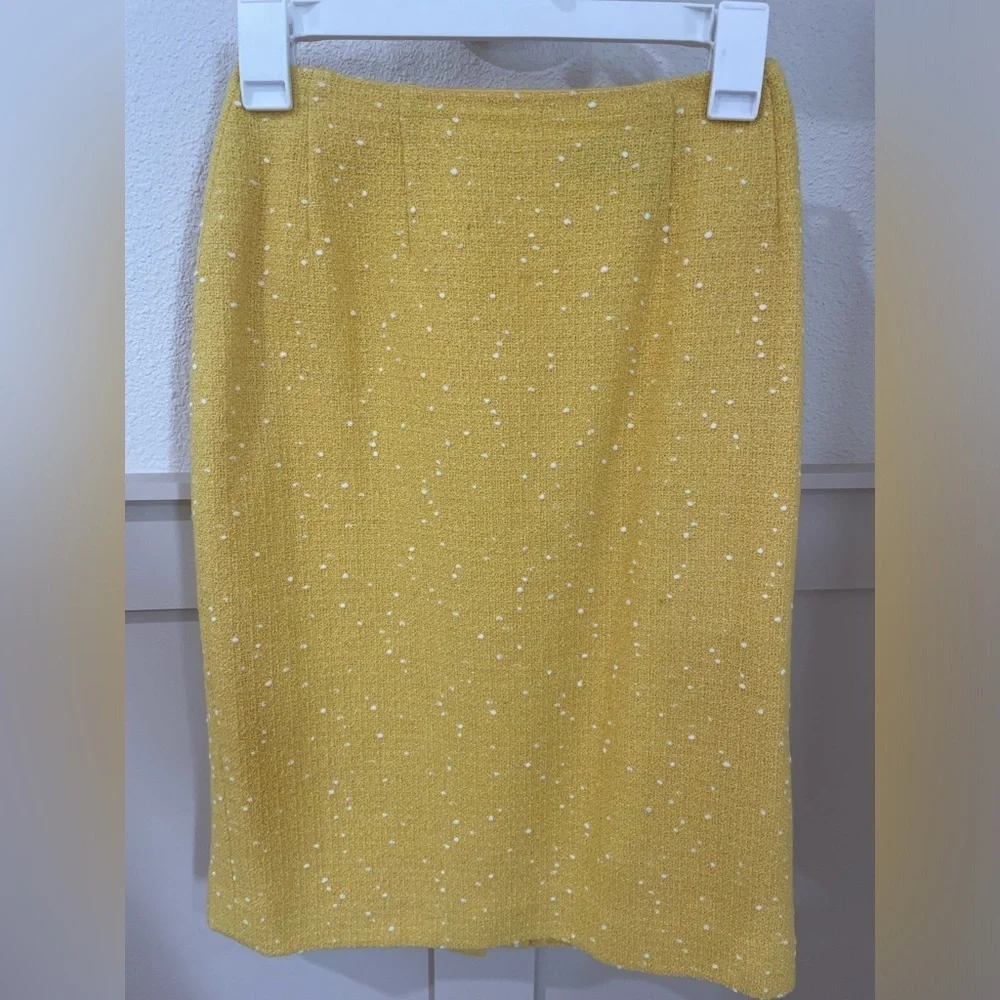 Carlisle Vintage Wool Pencil Skirt Yellow Boucle Size Small